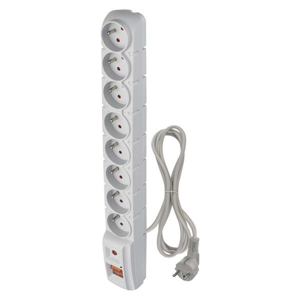 Surge Protector – 8 sockets 1,5m, grey image 1
