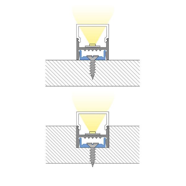 Attached aluminum profile PB with hidden clips, White diffuser, complete, 2 m image 1