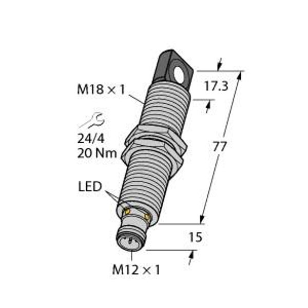 Ultrasonic Sensor Diffuse Mode Sensor   RU130U-M18ES-2UP8X2-H1151 image 1