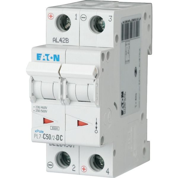 PL7-C50/2-DC Miniature circuit breaker (MCB), 50 A, 2p, characteristic: C, DC image 2