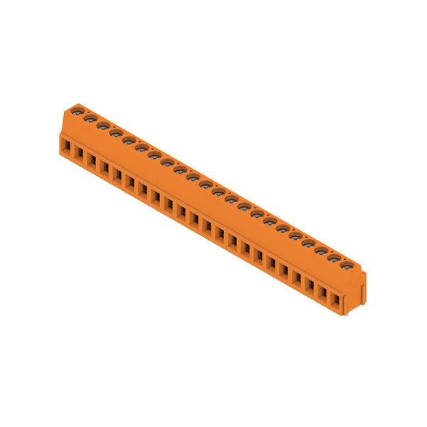 Printed circuit board terminals, 5.08 mm, Number of poles: 22, 90°, Solder pin length (l): 3.5 mm, tinned, orange, Clamping yoke connection, Clamping range, max. : 2.5 mm², Box image 1