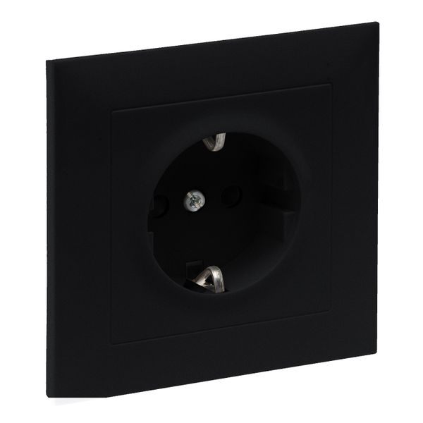 2P+E SOCKET SCHUKO STANDARD SCREW TERMINALS SHUTTERED MONOBLOCK BLACK image 1