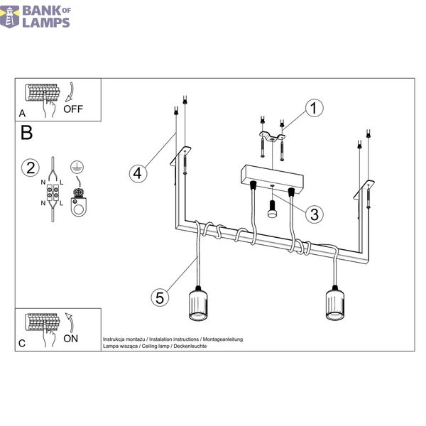 SALAMANCA CHANDELIER 2 E27 2X60W IP20 image 5