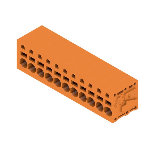 Printed circuit board terminals, 5.08 mm, Number of poles: 11, 90°, Solder pin length (l): 3.5 mm, tinned, orange, PUSH IN without actuator, Clamping range, max. : 2.5 mm², Box image 3