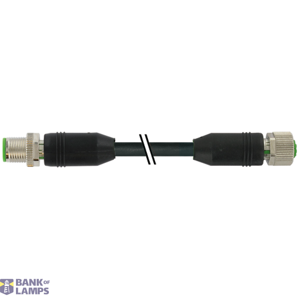 M12 male 0° / M12 female 0° A-cod. shielded PUR 12x0.14 bk 5m image 2