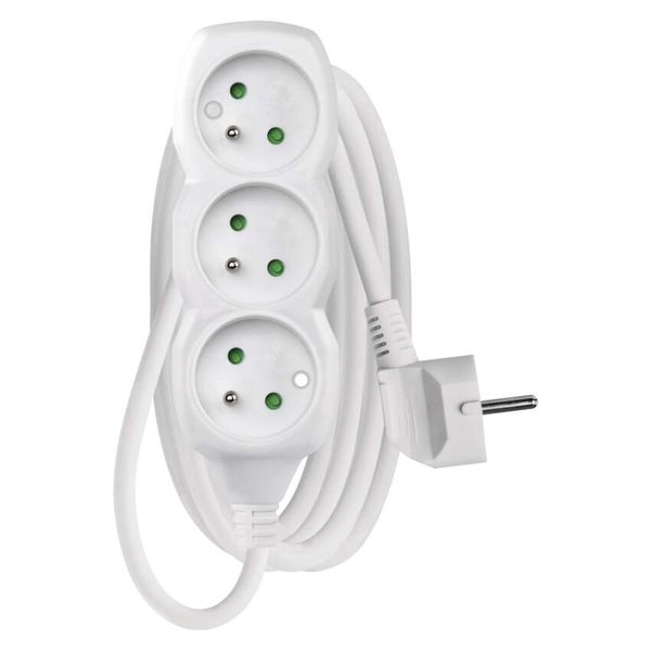 Extension Cord 2 m / 3 sockets / white / PVC / 1 mm2 image 1