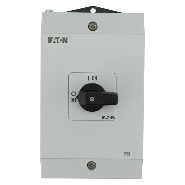On-Off switch, P1, 40 A, surface mounting, 3 pole + N, with black thumb grip and front plate image 8