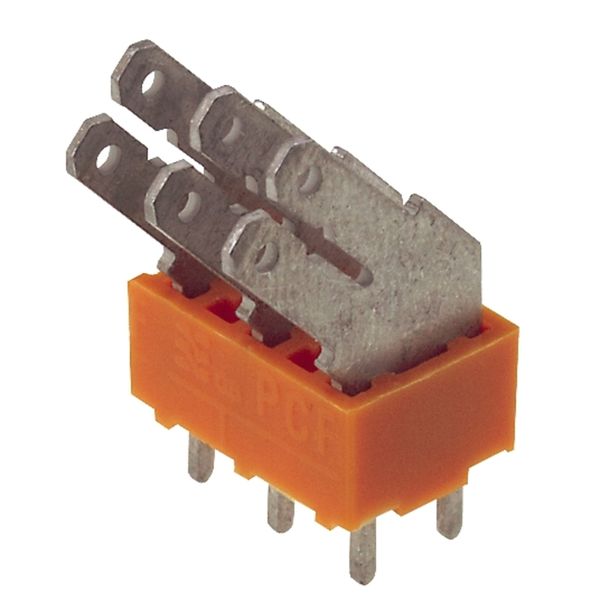 Printed circuit board terminals, 5.00 mm, Number of poles: 6, 135°, Solder pin length (l): 3.5 mm, tinned, orange, Flat-blade connection, Box image 3