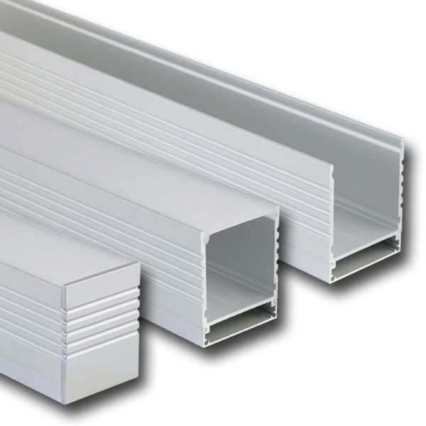 Attached PC aluminum profile, 35x43 mm, White diffuser, complete, 1 m image 1