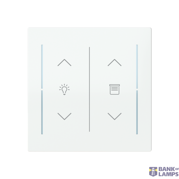 LFDW/A.2.70.1-44G Cover plate with legend with Symbol "arrows/venetian blind" and "dimmer" studio white - Trevion® image 1