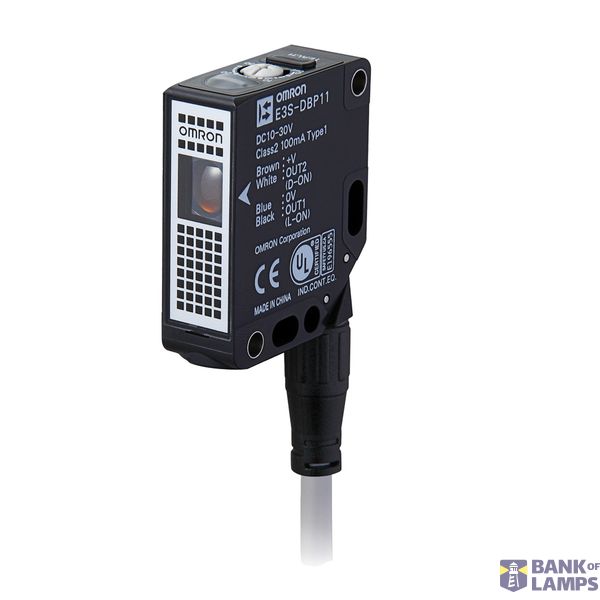 Photoelectric sensor, rectangular shape, red LED, transparent object detection, SmartTeach, 4.5 m NPN, antivalent output, prewired 2 m E3S 7093G image 1