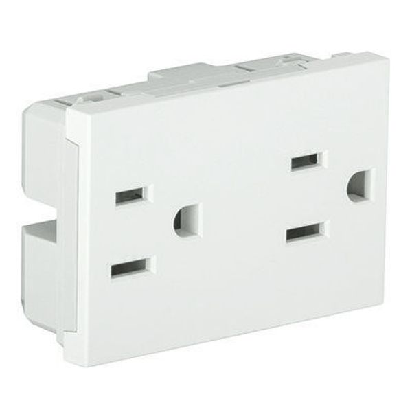 DOUBLE EARTH SOCKET (USA) 15A-127V - 3 MOD WH image 1