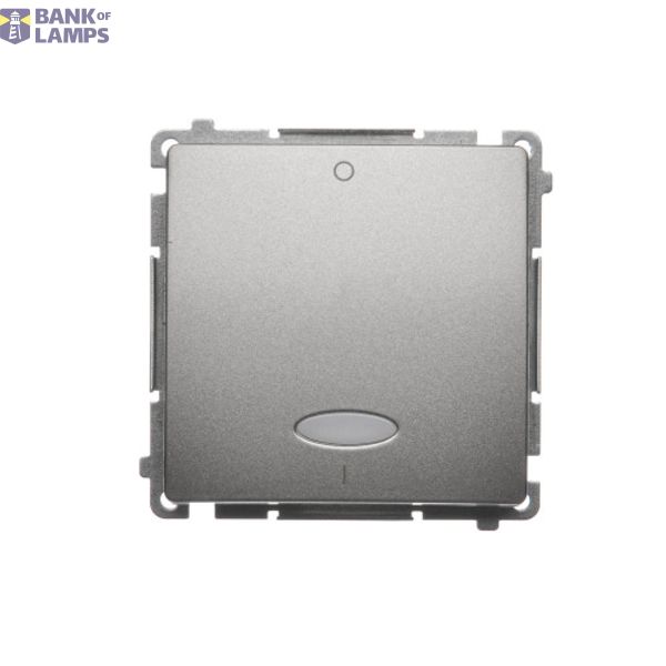 Double pole switch Illuminated (modul), 10AX, 250V~, screwless clamps; satin metallic image 1