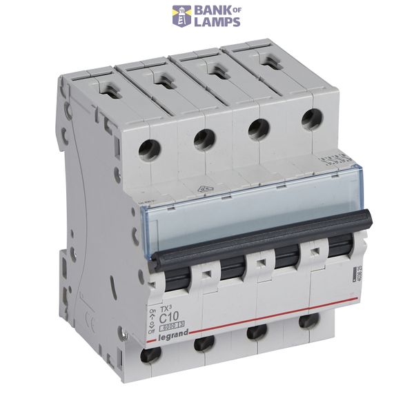MCB TX³ 6000 - 4P - 400 V~ - 10 A - C curve - prong-type supply busbars image 2