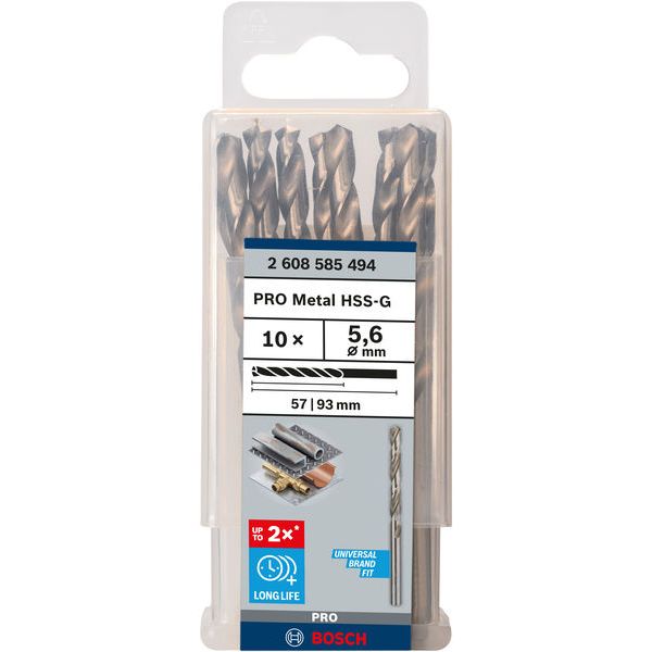 Metal drill bits HSS-G, DIN 338 5,6 x 57 x 93 mm 10 pcs. image 1