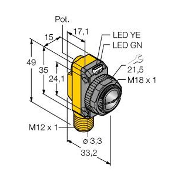 Photoelectric Sensor Convergent Mode Sensor   QS18VP6CV45Q8 image 1