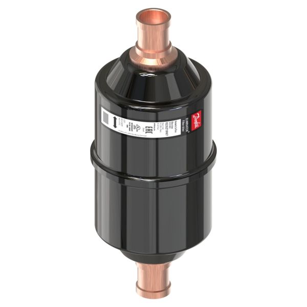 Hermetic bi-flow filter drier, DMB, 08 cu.in., Steel Cu-plated image 1