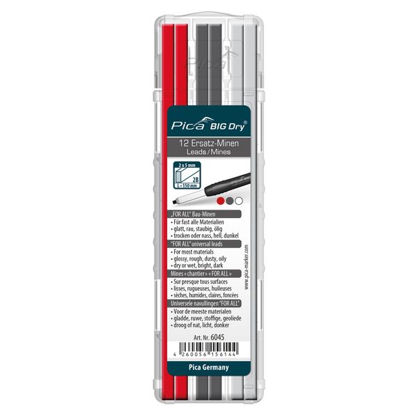 Pica 6045 BIG Dry Refill graphite, white & red image 3