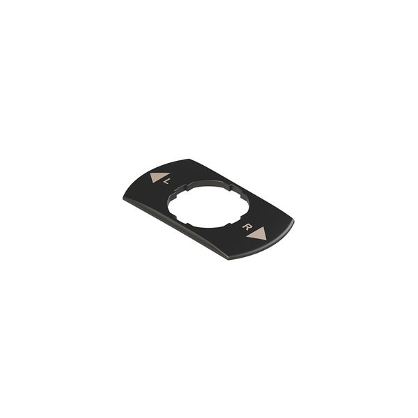 Plate with shaped hole, rectangular, 30x60 mm, black, inscription "R, L" image 1