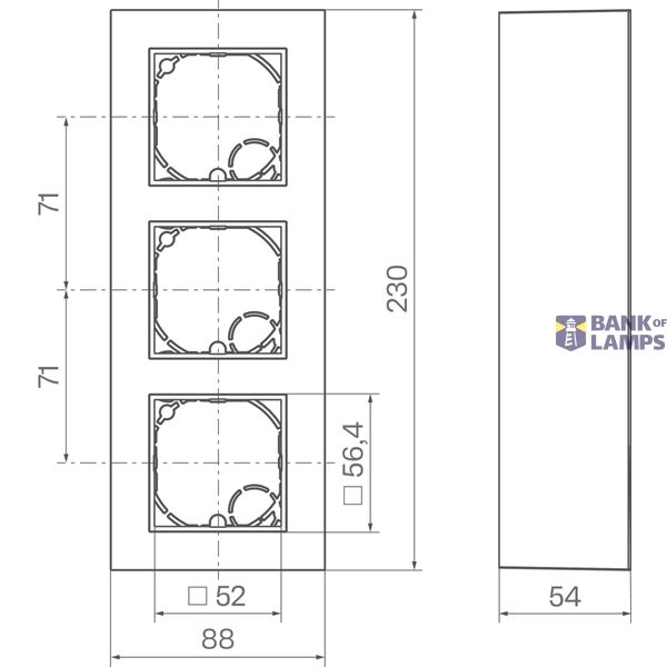 Housing incl. cover frame, 3-way, tall, surface-mounted, A.8, night black gloss. image 2