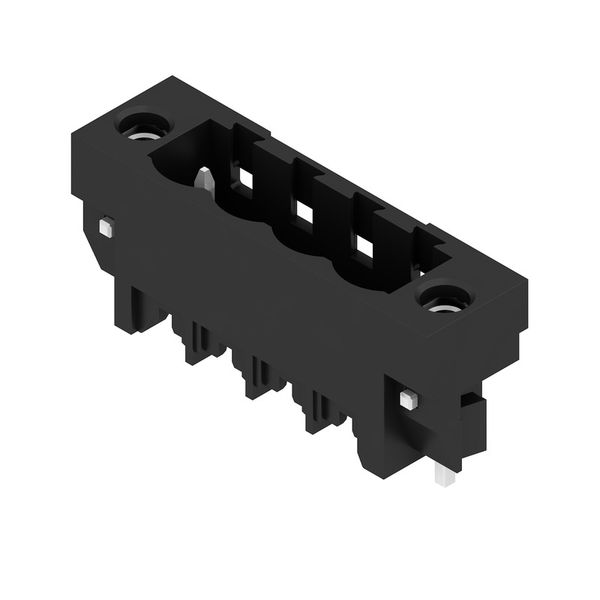 PCB plug-in connector, male header, Solder flange, THT/THR solder connection, 5.00 mm, Number of poles: 4, 180°, Solder pin length (l): 1.5 mm, tinned, black, Box image 4