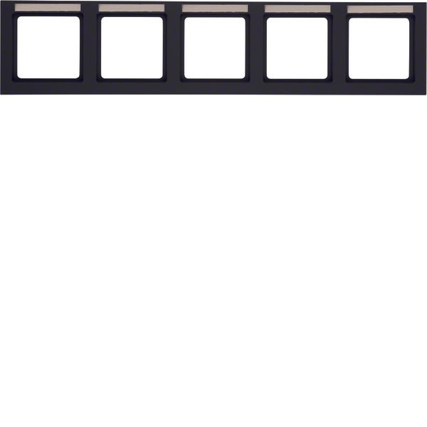 Frame 5gang horizontal, labelling field, Q.3, anthracite velvety image 1