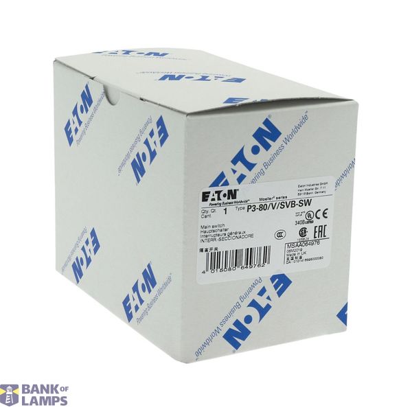 P3 Main switch, 80 A,Rear mounting, 3 pole, Form V/SVB, Black, Door co image 4