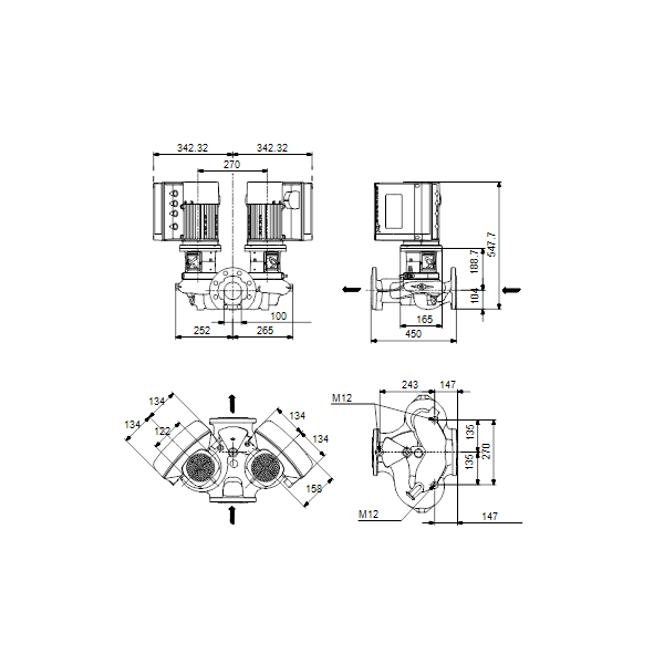 In-line circulator pump TPE2 D 100-120-N-A-F-A-BQQE 3x400V PN10 image 3