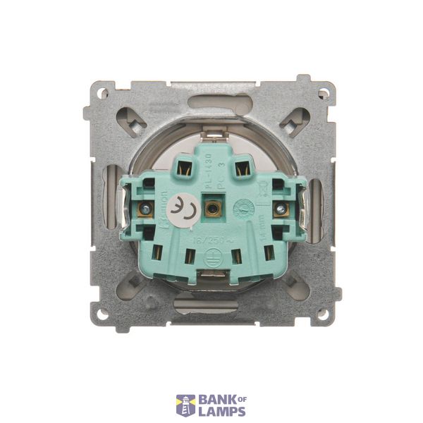 IP44 single socket outlet with frame seal - same color flap&frame, module, 16A, quick connection, light gray matt image 1