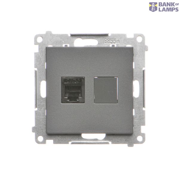 RJ12 single telephone socket, graphite mat image 1