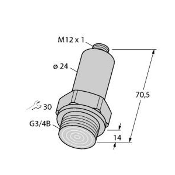 Pressure Transmitter, Front-Flush With Current Output (2-Wire)   PT100R-26-LI3-H1140 image 1