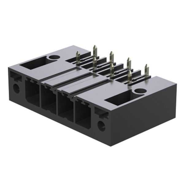 PCB plug-in connector, male header, Clip-on flange, THT solder connection, 7.62 mm, Number of poles: 5, 270°, Solder pin length (l): 3.5 mm, tinned, black, Box image 1
