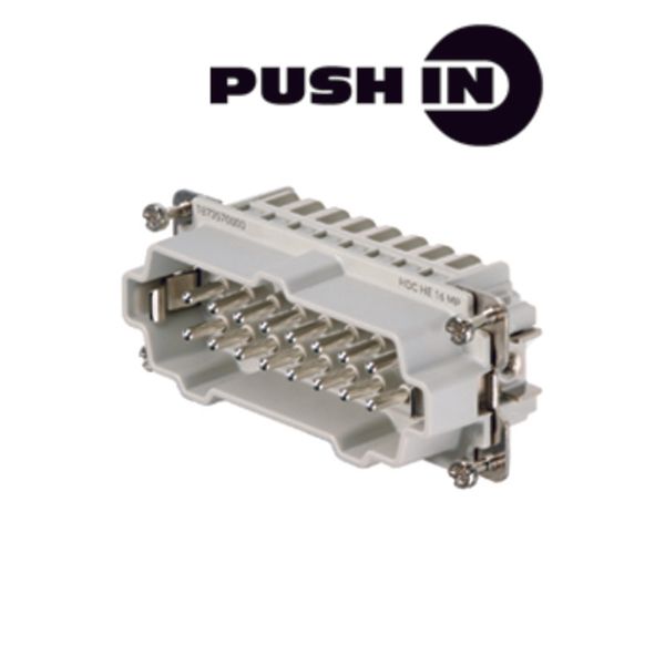HDC insert, Male, 500 V, 16 A, Number of poles: 16, PUSH IN, Size: 6 image 1