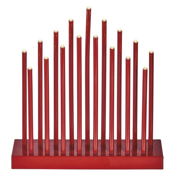 LED candle holder red, 28.5 cm, 3x AA, inside, warm white, timer image 1