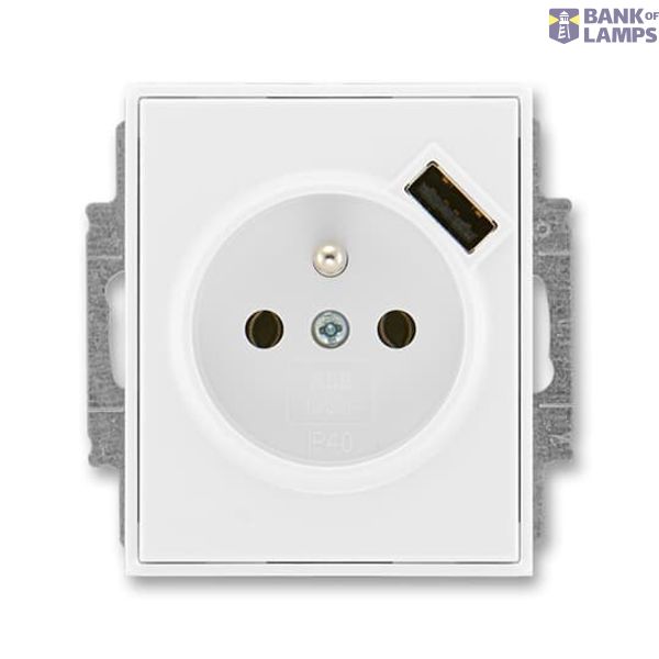 5569E-A02357 03 Socket outlet with earthing pin, shuttered, with USB charging ; 5569E-A02357 03 image 1