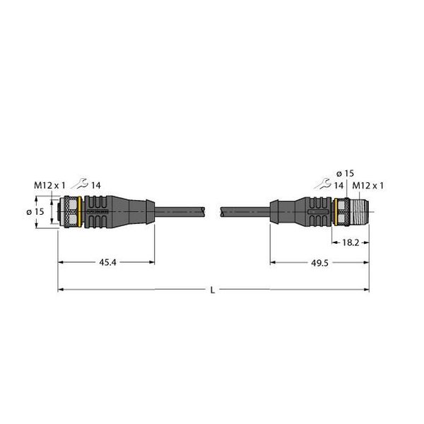 Actuator and Sensor Cable, PUR Extension Cable   RKS8.702T-1-RSC5.501T/TXL image 1