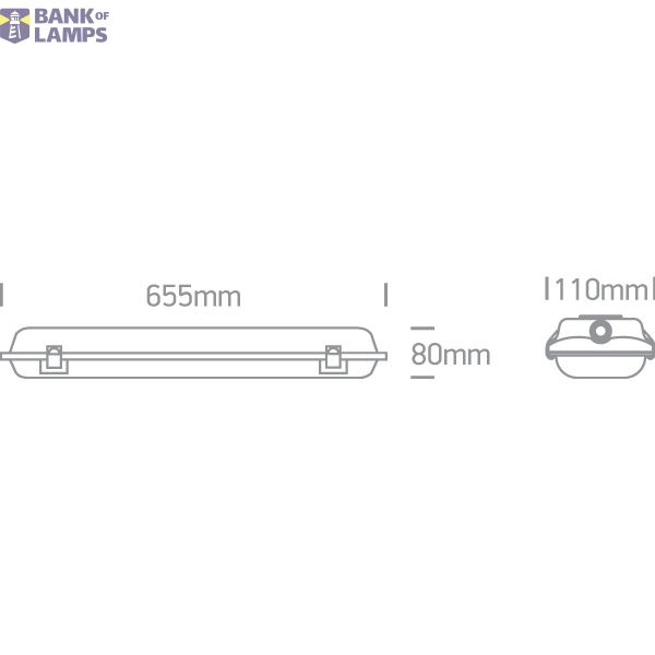 IP65 FOR 2xT8 LED TUBE 600mm PC/PC image 4