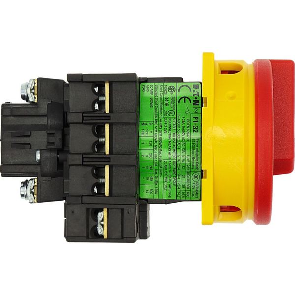 P1-32/EA/SVB/N Main switch, P1, 32 A, flush mounting, 3 pole + N, Emergency switching off function, With red rotary handle and yellow locking ring, Lockable in the 0 image 15