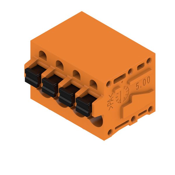 Printed circuit board terminals, 5.00 mm, Number of poles: 4, 90°, Solder pin length (l): 3.5 mm, tinned, orange, PUSH IN with actuator, Clamping range, max. : 2.5 mm², Box image 3