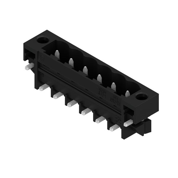 PCB plug-in connector, male header, Solder flange, THT/THR solder connection, 5.08 mm, Number of poles: 6, 270°, Solder pin length (l): 1.5 mm, tinned, black, Tape image 5