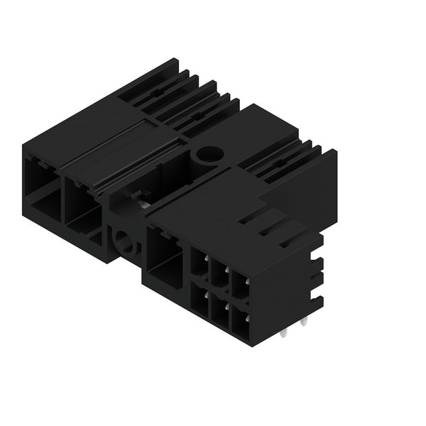 PCB plug-in connector, male header, closed side, Middle screw flange, THT solder connection, 7.62 mm, Number of poles: 3, 90°, Solder pin length (l): 3.5 mm, tinned, black, Box image 2