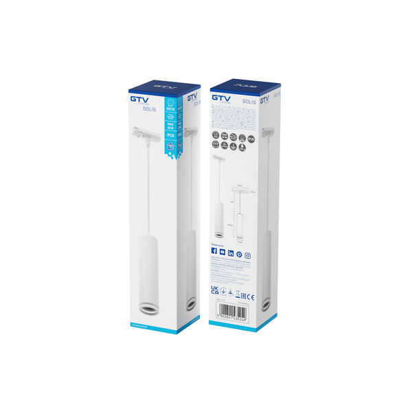 Track luminaire 1-phase SOLIS 2, GU10 Bulb, max. 20 W, AC220-240V, IP20, round, white image 2