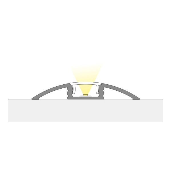 Step-on aluminum profile BH, 52x8 mm, White diffuser, complete, 2 m image 1