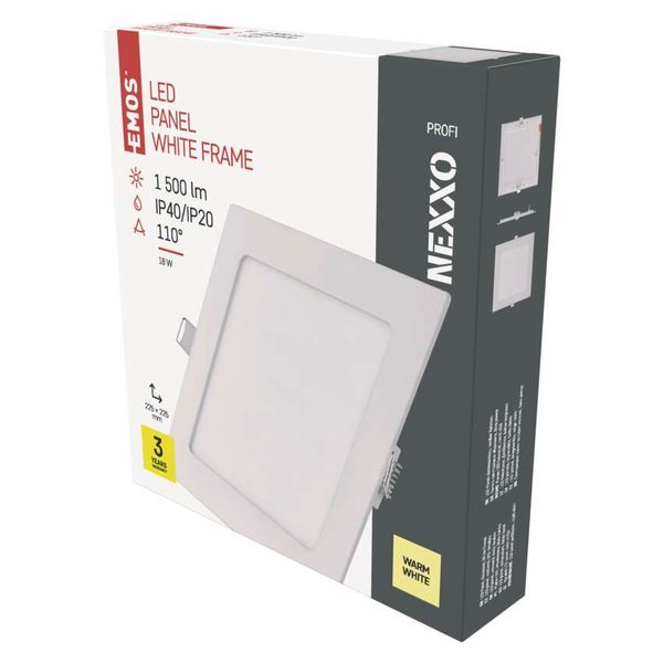 LED recessed luminaire NEXXO, square, white, 18W, warm white image 1