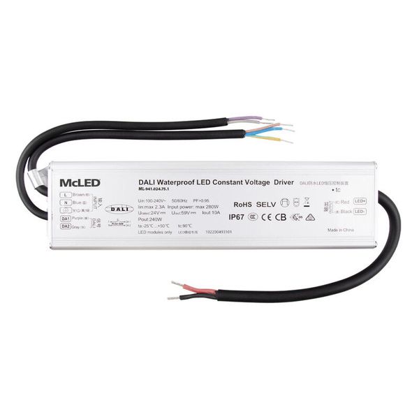 DALI dimmable source 240W, DC24V/10A, IP67, metal image 1