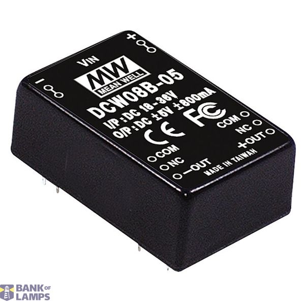 DCW08C-12 DC/DC Converter 36-72V:+/-12V 335mA 8W, MEAN WELL image 1
