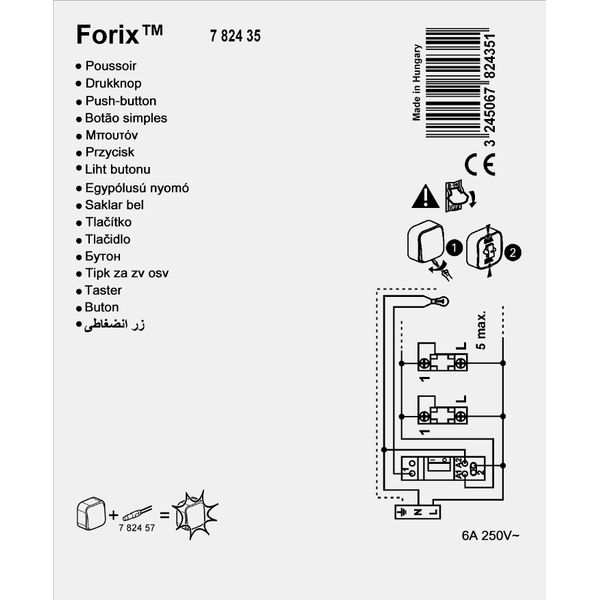 Push-button Forix - surface mounting- IP 2X - 6 A - 250 V~ - ivory image 2