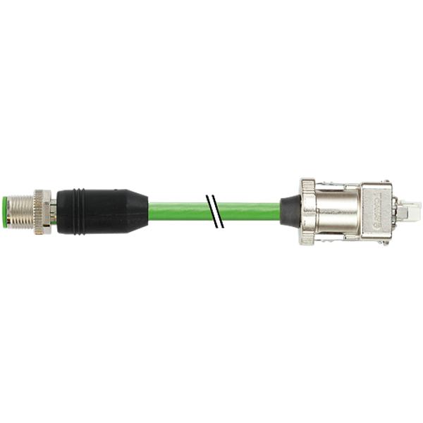 M12 male 0° A-cod. shielded / Drive Cliq IP67 PUR 0.20+0.38 gn  9.5m image 1