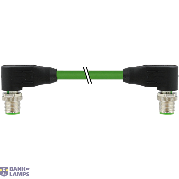 M12 male 90° / M12 male 90° D-cod. shielded PUR 1x4xAWG22 gn 0,4m image 1