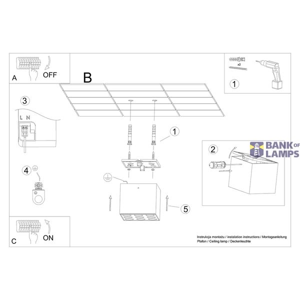 OZZY CEILING LAMP BLACK 4000K LED 9X16W IP20 image 4